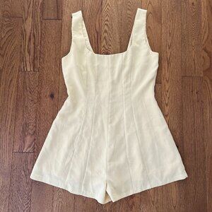 Princess Polly Pale Yellow Tailored Romper Corset Seam Mini Dress Style Size 6